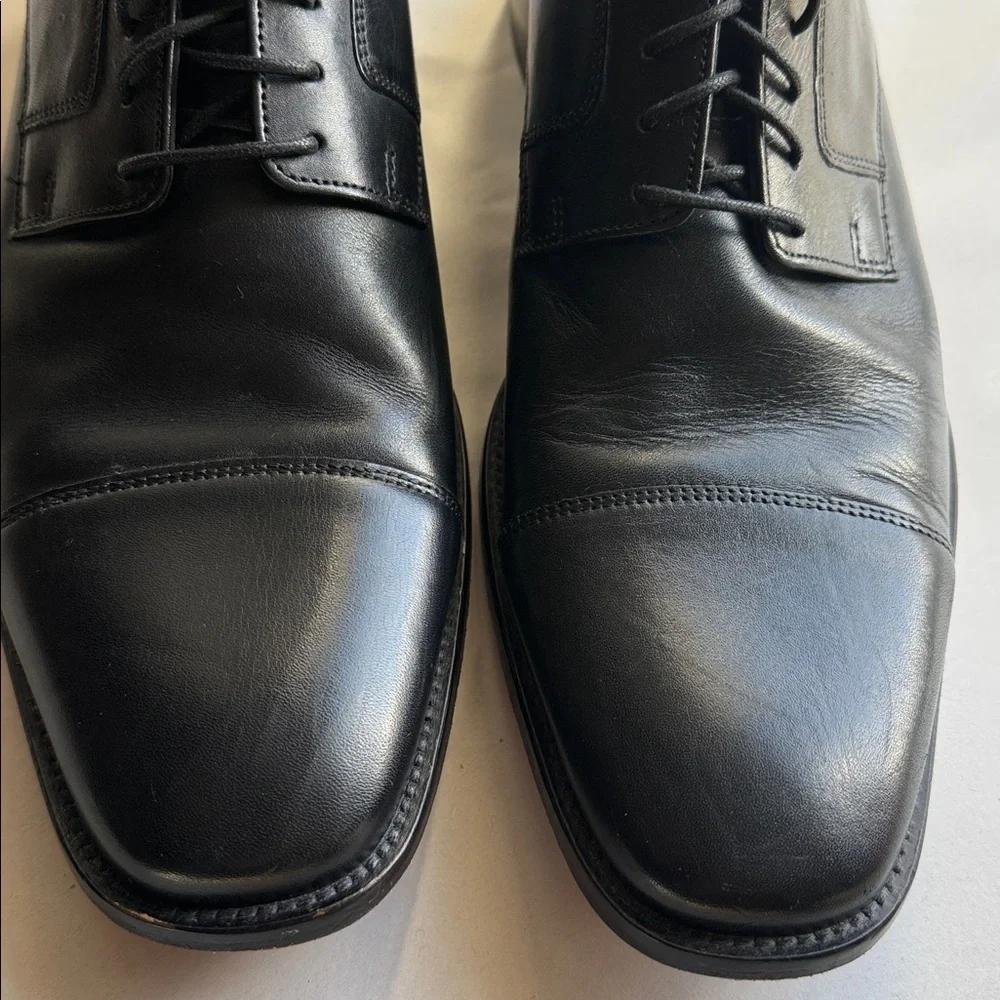 Johnston & Murphy Mens 12M Cap Toe Oxford Black Leather Shoes 59 -11567 Preppy